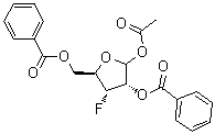 3-脱氧-3-氟-D-呋喃核糖 1-乙酸酯 2,5-二苯甲酸酯分子结构 (CAS 123484-12-8)