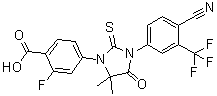 4-[3-[4-Cyano-3-(trifluoromethyl)phenyl]-5,5-dimethyl-4-oxo-2-thioxo-1-imidazolidinyl]-2-fluorobenzoic acid molecular structure (CAS 1242137-15-0)