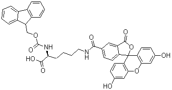 N6-[(3',6'-Dihydroxy-3-oxospiro[isobenzofuran-1(3H),9'-[9H]xanthen]-5-yl)carbonyl]-N2-[(9H-fluoren-9-ylmethoxy)carbonyl]-L-lysine molecular structure (CAS 1242933-88-5)