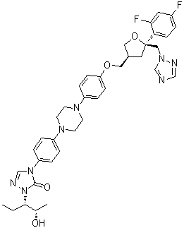 4-(4-(4-(4-(((3S,5S)-5-((1H-1,2,4-Triazol-1-yl)methyl)-5-(2,4-difluorophenyl)tetrahydrofuran-3-yl)methoxy)phenyl)piperazin-1-yl)phenyl)-1-((2S,3S)-2-hydroxypentan-3-yl)-1H-1,2,4-triazol-5(4H)-one molecular structure (CAS 1246391-73-0)