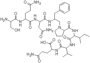 丝氨酰-谷氨酰胺酰-天冬氨酰胺酰-2-氨基-3-苯基丙基-(R)-脯氨酰-异亮氨酰-缬氨酰-谷氨酰胺分子结构 (CAS 124869-92-7)