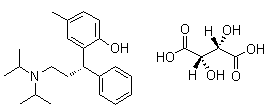 2-[(1S)-3-[二(1-甲基乙基)氨基]-1-苯基丙基]-4-甲基苯酚 D-酒石酸盐分子结构 (CAS 124937-54-8)