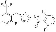2,6-Difluoro-N-[1-[[2-fluoro-6-(trifluoromethyl)phenyl]methyl]-1H-pyrazol-3-yl]benzamide molecular structure (CAS 1253186-49-0)