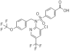 4-[[[3-Chloro-5-(trifluoromethyl)-2-pyridinyl][[4-(trifluoromethoxy)phenyl]methyl]amino]sulfonyl]benzoic acid molecular structure (CAS 1254205-52-1)