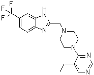 2-[[4-(5-Ethyl-4-pyrimidinyl)-1-piperazinyl]methyl]-6-(trifluoromethyl)-1H-benzimidazole molecular structure (CAS 1255517-76-0)