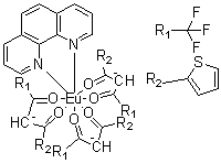 (1,10-菲啰啉)三[4,4,4-三氟-1-(2-噻吩基)-1,3-丁二酮]铕分子结构 (CAS 1258288-04-8)