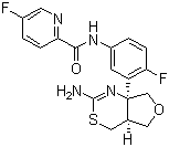 结构式 CAS# 1262036-50-9, LY 2886721; N-[3-[(4aS,7aS)-2-氨基-4a,5-二氢-4H-呋喃并[3,4-d][1,3]噻嗪-7a(7H)-基]-4-氟苯基]-5-氟-2-吡啶甲酰胺
