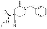 (2S)-4-Cyano-2-methyl-1-(phenylmethyl)-4-piperidinecarboxylic acid ethyl ester molecular structure (CAS 1263274-26-5)