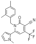 1-[(2,4-Dimethylphenyl)methyl]-1,2-dihydro-6-(1-methyl-1H-pyrrol-2-yl)-2-oxo-4-(trifluoromethyl)-3-pyridinecarbonitrile molecular structure (CAS 1263283-54-0)
