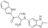 [5-Amino-1-(2-methyl-1H-benzimidazol-6-yl)-1H-pyrazol-4-yl]-1H-indol-2-ylmethanone molecular structure (CAS 1265229-25-1)