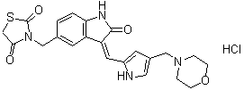 3-[[(3Z)-2,3-二氢-3-[[4-(4-吗啉基甲基)-1H-吡咯-2-基]亚甲基]-2-氧代-1H-吲哚-5-基]甲基]-2,4-噻唑烷二酮盐酸盐分子结构 (CAS 1265965-19-2)