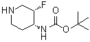 tert-Butyl (cis)-3-fluoropiperidin-4-ylcarbamate molecular structure (CAS 1268521-83-0)