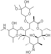 (9E)-N-去甲基-6-O-甲基红霉素 9-肟分子结构 (CAS 127182-43-8)