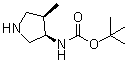 (3R-顺式)-(4-甲基-3-吡咯烷基)氨基甲酸叔丁酯分子结构 (CAS 127199-55-7)