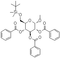 甲基 6-O-[(叔丁基)二甲基硅烷基]-alpha-D-吡喃葡萄糖苷三苯甲酸酯分子结构 (CAS 128142-70-1)
