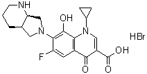 rel-1-Cyclopropyl-6-fluoro-1,4-dihydro-8-hydroxy-7-[(4aR,7aR)-octahydro-6H-pyrrolo[3,4-b]pyridin-6-yl]-4-oxo-3-quinolinecarboxylic acid hydrobromide (1:1) molecular structure (CAS 1292904-74-5)