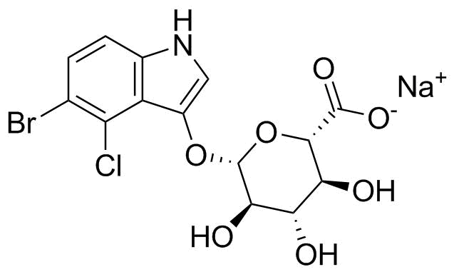 5-溴-4-氯-3-吲哚基-beta-D-葡糖苷酸钠分子结构 (CAS 129541-41-9)