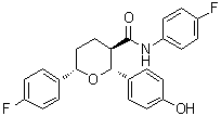 (2R,3R,6S)-N,6-Bis(4-fluorophenyl)tetrahydro-2-(4-hydroxyphenyl)-2H-pyran-3-carboxamide molecular structure (CAS 1296129-15-1)