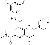 8-[1-[(3,5-Difluorophenyl)amino]ethyl]-N,N-dimethyl-2-(4-morpholinyl)-4-oxo-4H-1-benzopyran-6-carboxamide molecular structure (CAS 1296270-45-5)
