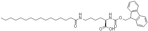 N2-[(9H-芴-9-基甲氧基)羰基]-N6-(1-氧代十六烷基)-D-赖氨酸分子结构 (CAS 1301706-55-7)