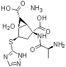 (1R,2S,4R,5R,6R)-2-[[(2S)-2-Amino-1-oxopropyl]amino]-4-(1H-1,2,4-triazol-5-ylthio)-bicyclo[3.1.0]hexane-2,6-dicarboxylic acid ammonium salt hydrate (1:1:1) molecular structure (CAS 1311385-32-6)
