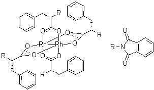 Tetrakis[mu-(2S)-3-phenyl-2-(phthalimido)propanoato]dirhodium molecular structure (CAS 131219-55-1)