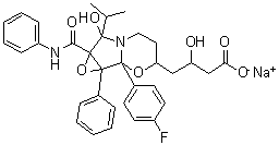 1b-(4-氟苯基)六氢-beta,7-二羟基-7-(1-甲基乙基)-1a-苯基-7a-[(苯基氨基)羰基]-3H-环氧乙烯并[3,4]吡咯并[2,1-b][1,3]恶嗪-3-丁酸钠盐分子结构 (CAS 1315629-79-8)
