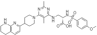 3-[[2,5-Dimethyl-6-[4-(5,6,7,8-tetrahydro-1,8-naphthyridin-2-yl)-1-piperidinyl]-4-pyrimidinyl]amino]-N-[(4-methoxyphenyl)sulfonyl]-L-alanine molecular structure (CAS 1320346-97-1)