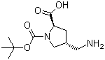 (2R-反式)-4-(氨基甲基)吡咯烷-1,2-二羧酸 1-叔丁酯分子结构 (CAS 132622-81-2)