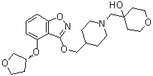 Tetrahydro-4-[[4-[[[4-[[(3R)-tetrahydro-3-furanyl]oxy]-1,2-benzisoxazol-3-yl]oxy]methyl]-1-piperidinyl]methyl]-2H-pyran-4-ol molecular structure (CAS 1331782-27-4)