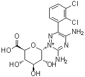 3,5-二氨基-6-(2,3-二氯苯基)-2-beta-D-吡喃葡糖酸基-1,2,4-三嗪鎓分子结构 (CAS 133310-19-7)