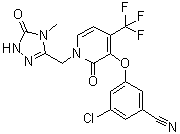 3-Chloro-5-[[1-[(4,5-dihydro-4-methyl-5-oxo-1H-1,2,4-triazol-3-yl)methyl]-1,2-dihydro-2-oxo-4-(trifluoromethyl)-3-pyridinyl]oxy]benzonitrile molecular structure (CAS 1338225-97-0)