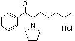 2-(1-吡咯烷基)苯庚酮盐酸盐分子结构 (CAS 13415-55-9)