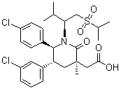 2-((3R,5R,6S)-5-(3-氯苯基)-6-(4-氯苯基)-1-((S)-1-(异丙基磺酰基)-3-甲基丁烷-2-基)-3-甲基-2-氧代哌啶-3-基)乙酸分子结构 (CAS 1352066-68-2)