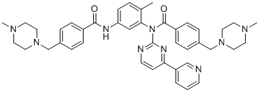 structure of CAS# 1356565-46-2, Imatinib Impurity 8;N-(2-methyl-5-(4-((4-methylpiperazin-1-yl)methyl)benzamido)phenyl)-4-((4-methylpiperazin-1-yl)methyl)-N-(4-(pyridin-3-yl)pyrimidin-2-yl)benzamide