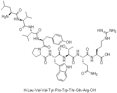 L-亮氨酰-L-缬氨酰-L-缬氨酰-L-酪氨酰-L-脯氨酰-L-色氨酰-L-苏氨酰-L-谷氨酰胺酰-L-精氨酸分子结构 (CAS 135861-77-7)