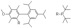 二叔丁基[4-甲氧基-3,5,6-三甲基-2',4',6'-三异丙基联苯-2-基]膦分子结构 (CAS 1359986-21-2)