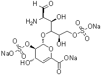 2-氨基-2-脱氧-4-O-(4-脱氧-2-O-磺基-alpha-L-苏式-己-4-烯吡喃糖基)-D-葡萄糖 6-(硫酸氢酯)三钠盐分子结构 (CAS 136098-04-9)
