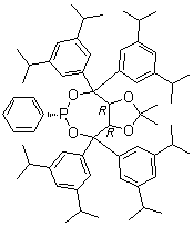 (3aR,8aR)-4,4,8,8-四[3,5-二(异丙基)苯基]四氢-2,2-二甲基-6-苯基-1,3-二氧杂环戊烯并[4,5-e][1,3,2]二氧杂磷杂卓分子结构 (CAS 1361146-90-8)