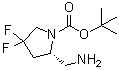 structure of CAS# 1363384-67-1, (2S)-2-(Aminomethyl)-4,4-difluoro-1-pyrrolidinecarboxylic acid 1,1-dimethylethyl ester