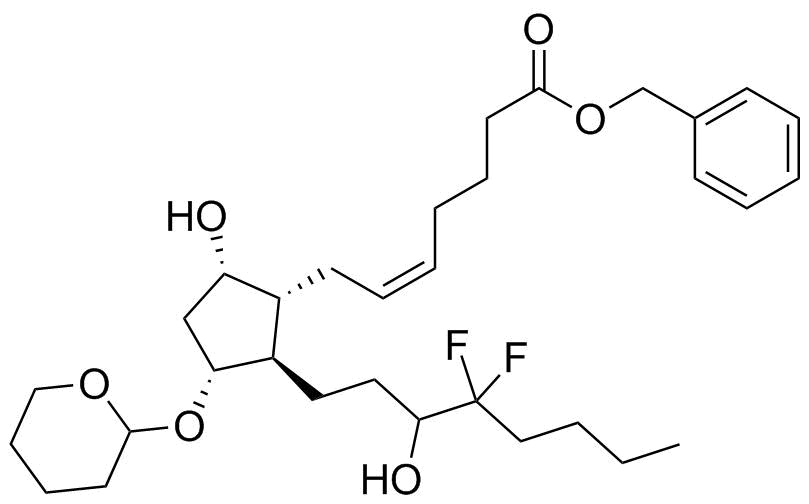 (Z)-7-[(1R,2R,3R,5S)-2-(4,4-二氟-3-羟基辛基)-5-羟基-3-[(四氢-2H-吡喃-2-基)氧基]环戊基]-5-庚烯酸苄酯分子结构 (CAS 136790-77-7)