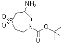 6-Aminotetrahydro-1,4-thiazepine-4(5H)-carboxylic acid 1,1-dimethylethyl ester 1,1-dioxide molecular structure (CAS 1369503-78-5)