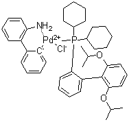 [2'-(Amino)[1,1'-biphenyl]-2-yl][[2',6'-bis(1-methylethoxy)[1,1'-biphenyl]-2-yl]dicyclohexylphosphine]chloropalladium molecular structure (CAS 1375325-68-0)