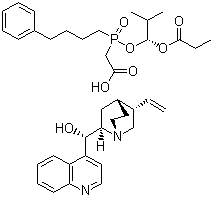 (8a,9R)-辛可宁-9-醇单[[(S)-[(1R)-2-甲基-1-(1-氧代丙氧基)丙氧基](4-苯基丁基)氧膦基]乙酸]盐分子结构 (CAS 137590-32-0)
