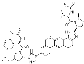 [(1R)-2-[(2S,4S)-2-[5-[2-[(2S,5S)-1-[(2S)-2-[(甲氧羰基)氨基]-3-甲基丁酰基]-5-甲基吡咯烷-2-基]-1,4,5,11-四氢异苯并吡喃并[4',3':6,7]萘并[1,2-d]咪唑-9-基]-1H-咪唑-2-基]-4-(甲氧基甲基)吡咯烷-1-基]-2-氧代-1-苯基乙基]氨基甲酸甲酯分子结构 (CAS 1377604-63-1)