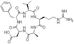 环(L-丙氨酰-L-alpha-天冬氨酰-D-苯丙氨酰-L-缬氨酰-L-精氨酰)分子结构 (CAS 137813-36-6)