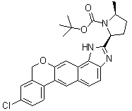 tert-Butyl (2S,5S)-2-(9-chloro-1,11-dihydroisochromeno[4',3':6,7]naphtho[1,2-d]imidazol-2-yl)-5-(methyl)pyrrolidine-1-carboxylate molecular structure (CAS 1378392-94-9)