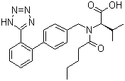 结构式 CAS# 137862-53-4, 缬沙坦; N-(1-戊酰基)-N-[4-[2-(1H-四氮唑-5-基)苯基]苄基]-L-缬氨酸