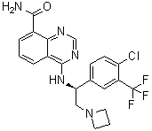 4-[[(1S)-2-(1-Azetidinyl)-1-[4-chloro-3-(trifluoromethyl)phenyl]ethyl]amino]-8-quinazolinecarboxamide molecular structure (CAS 1379545-95-5)