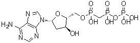 2'-Deoxyadenosine 5'-[hydrogen [[hydroxy(phosphonooxy)phosphinyl]methyl]phosphonate] molecular structure (CAS 138998-91-1)